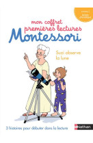 Mon coffret premieres lectures montessori - suzi observe la lune - niveau 1