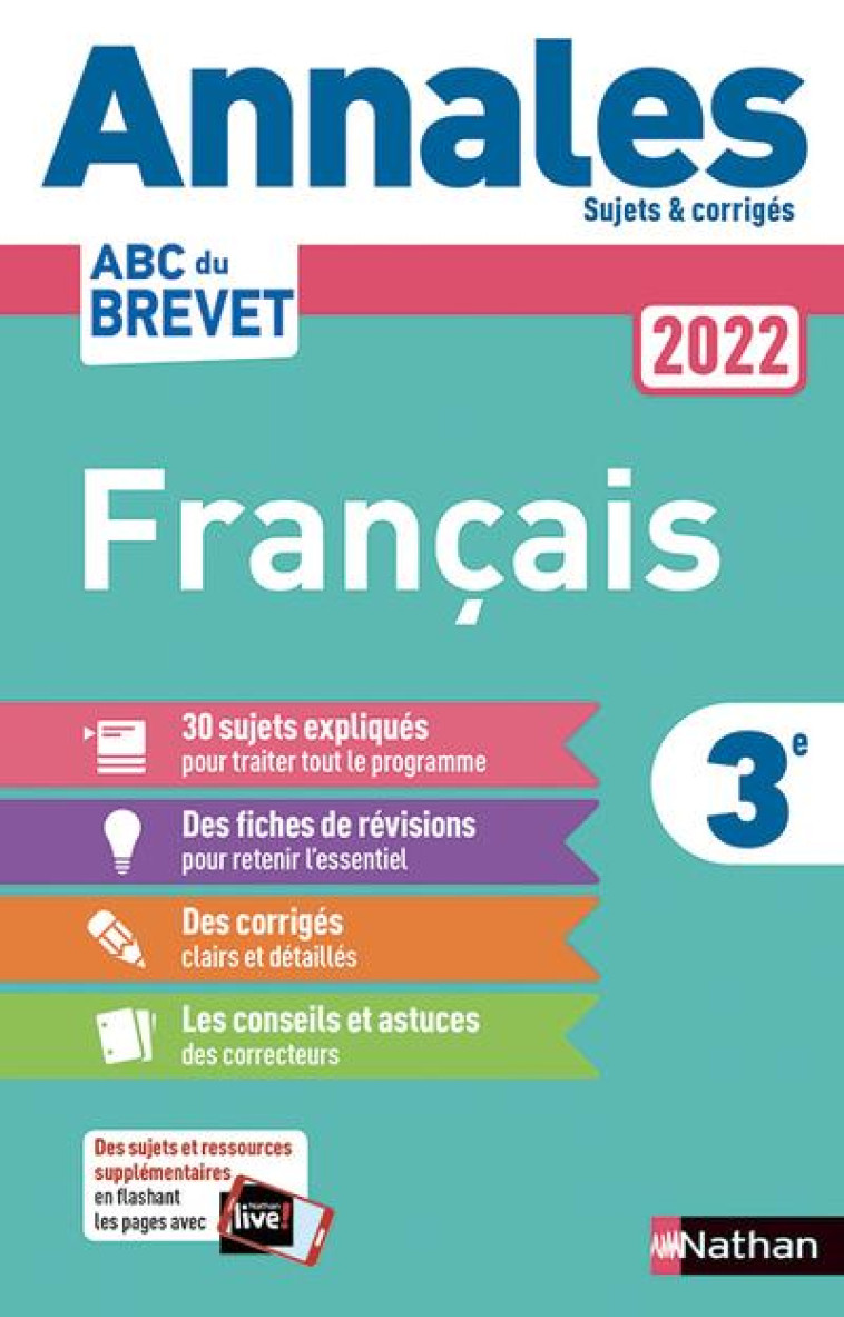 ANNALES BREVET 2022- FRANCAIS - CORRIGE - BOUHOURS THOMAS - CLE INTERNAT