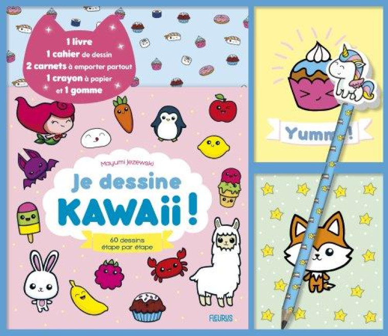 COFFRET JE DESSINE KAWAII - JEZEWSKI MAYUMI - FLEURUS