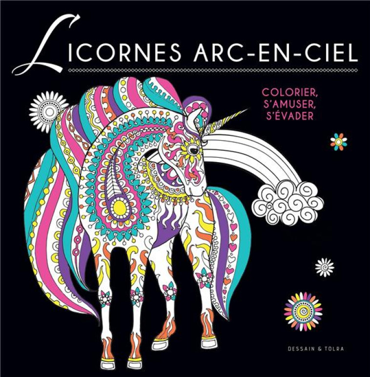 COLORIAGE BLACK LICORNES ARC-EN-CIEL - XXX - NC