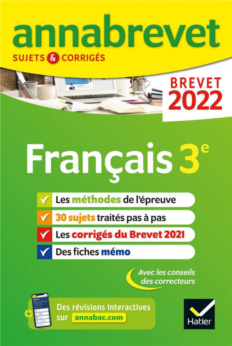 ANNABREVET 2022 FRANCAIS - METHODES DU BREVET & SUJETS CORRIGES - FORMOND/TAQUECHEL - HATIER SCOLAIRE