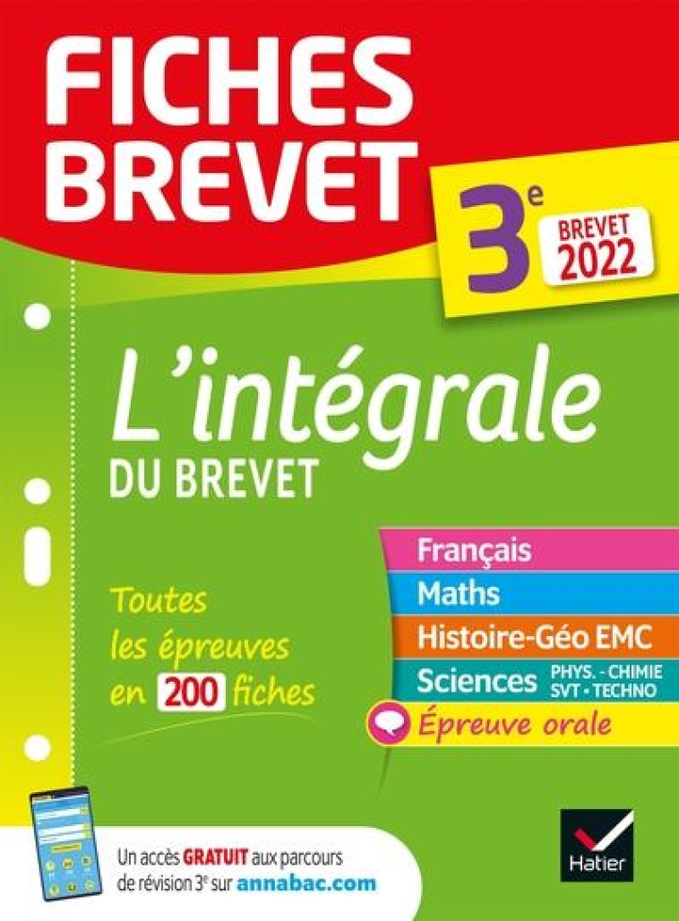 FICHES BREVET L-INTEGRALE DU BREVET 3E BREVET 2022 - FICHES DE REVISION POUR LES 5 EPREUVES - XXX - HATIER SCOLAIRE