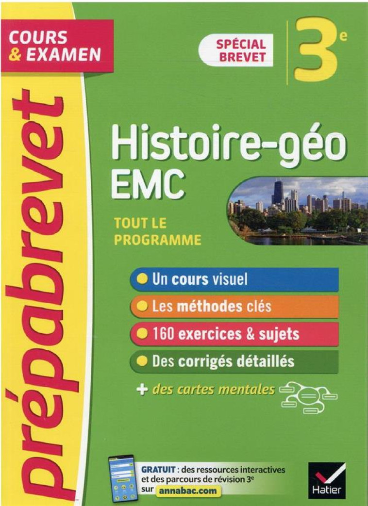 PREPABREVET HISTOIRE-GEOGRAPHIE EMC 3E BREVET 2022 - COURS, METHODES ET ENTRAINEMENT (BREVET 2022) - CHEVALLIER/CLAVEL - HATIER SCOLAIRE