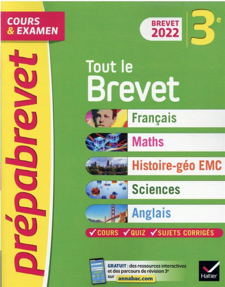 TOUT LE BREVET 3E BREVET 2022 - POUR REUSSIR SA 3E ET SON BREVET - BUREAU/RATTIER/HOOP - HATIER SCOLAIRE