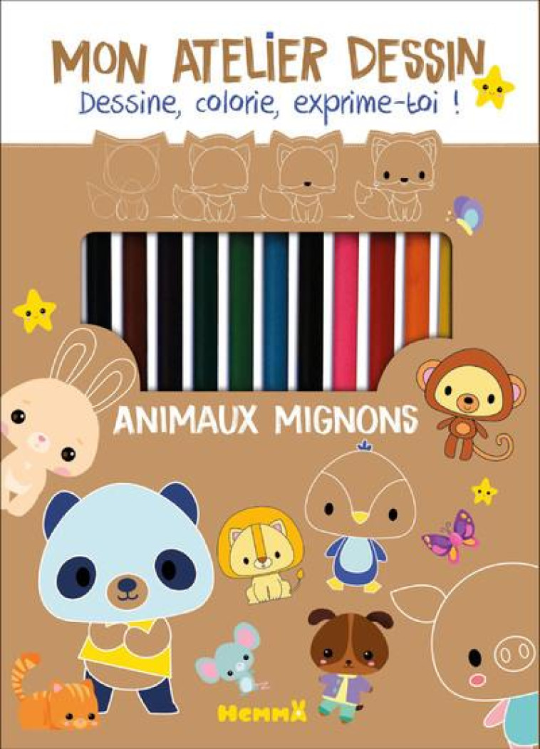 MON ATELIER DE DESSIN - LES ANIMAUX MIGNONS - COLLECTIF - HEMMA