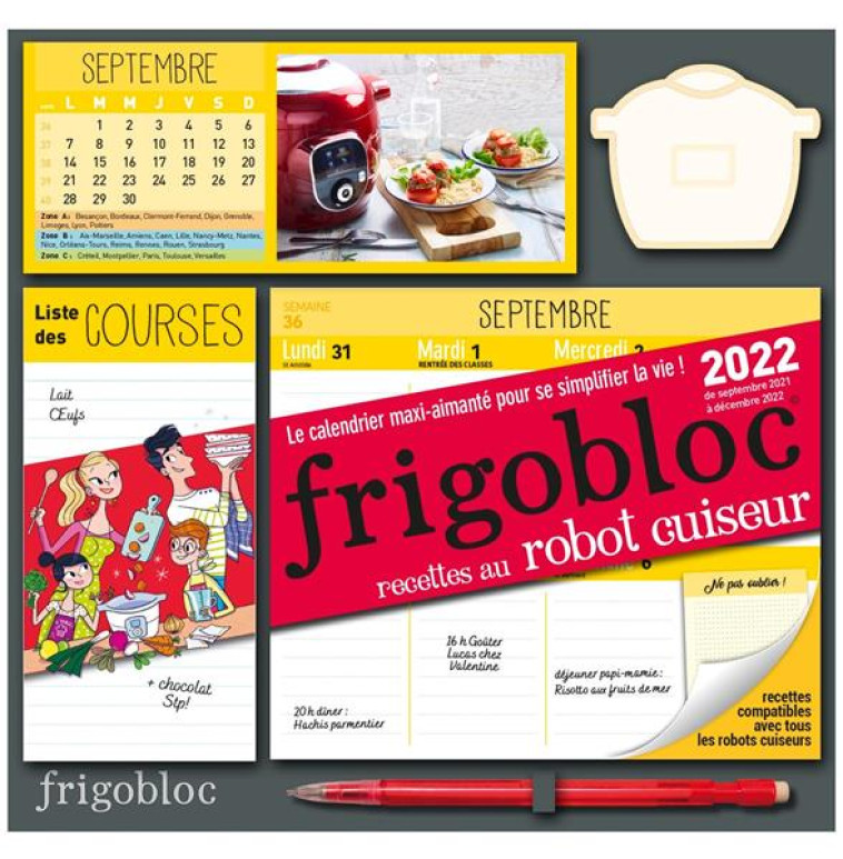 FRIGOBLOC ROBOT-CUISEUR 2022 - 16 MOIS -(DE SEPT. 2021 A DECEMBRE 2022) - LE CALENDRIER MAXI-AIMANTE - XXX - NC