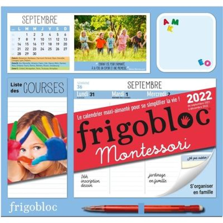 FRIGOBLOC MONTESSORI 2022 - 16 MOIS - (DE SEPT. 2021 A DECEMBRE 2022) - LE CALENDRIER MAXI-AIMANTE P - XXX - NC