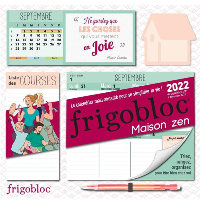 FRIGOBLOC HEBDO MAISON ZEN 2022 - CALENDRIER D-ORGANISATION FAMILIALE (DE SEPT. 2021 A DEC. 2022) - XXX - NC