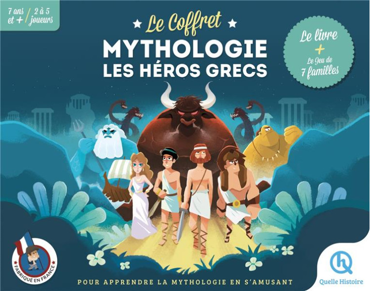 LE COFFRET MYTHOLOGIE LES HEROS GRECS - BEAU LIVRE + 7 FAMILLES - XXX - QUELLE HISTOIRE