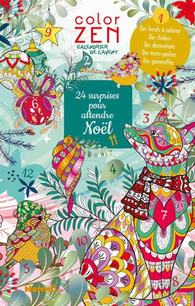 COLOR ZEN - CALENDRIER DE L-AVENT - 24 SURPRISES POUR ATTENDRE NOEL - COLLECTIF - HEMMA