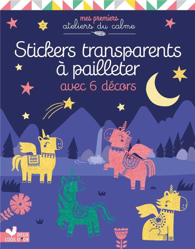 PAILLETTES EN PLANCHES LICORNES-STICKERS TRANSPARENTS A PAILLETER - - ANGLICAS LOUISE - NC