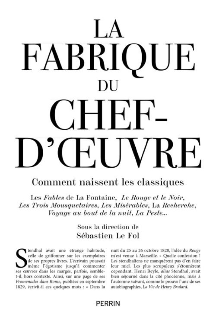 LA FABRIQUE DU CHEF D'OEUVRE - COLLECTIF - PERRIN