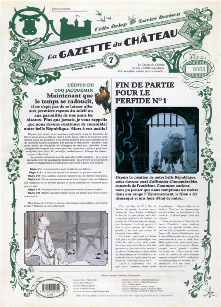 LE CHATEAU DES ANIMAUX T3 - GAZETTE 7 - DORISON/DELEP - CASTERMAN