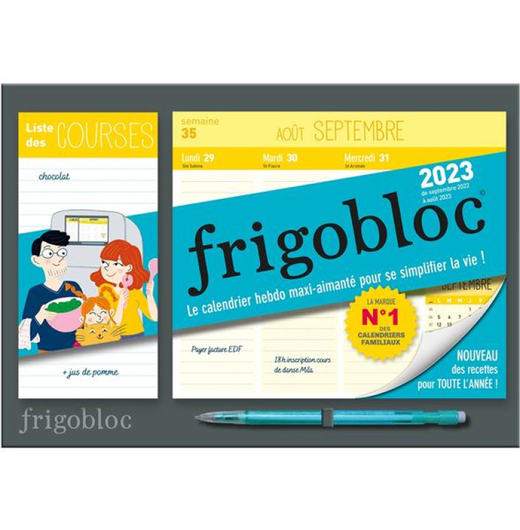 MINI FRIGOBLOC HEBDOMADAIRE 2023 - CALENDRIER D'ORGA. FAMILIALE / SEMAINE (SEPT. 2022- AOUT. 2023) - - XXX - NC