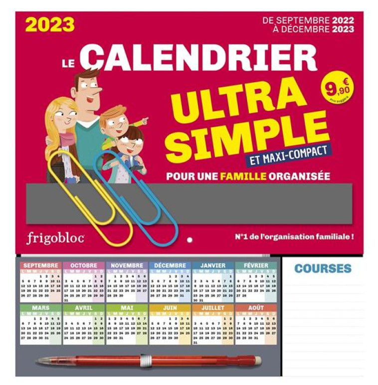 FRIGOBLOC LE MINI CALENDRIER ULTRA SIMPLE POUR UNE FAMILLE ORGANISEE ! DE SEPT 2022 A DEC 2023 - XXX - NC