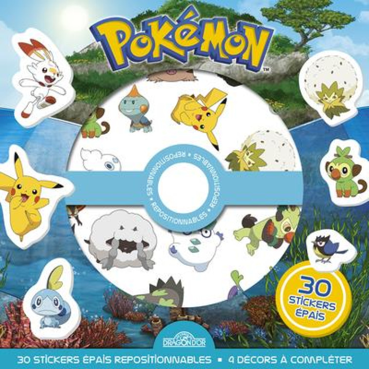 POKEMON - POCHETTE DE STICKERS EPAIS REPOSITIONNABLES DEFIS ET CHERCHE-ET-TROUVE A CREER ! - THE POKEMON COMPANY - NC