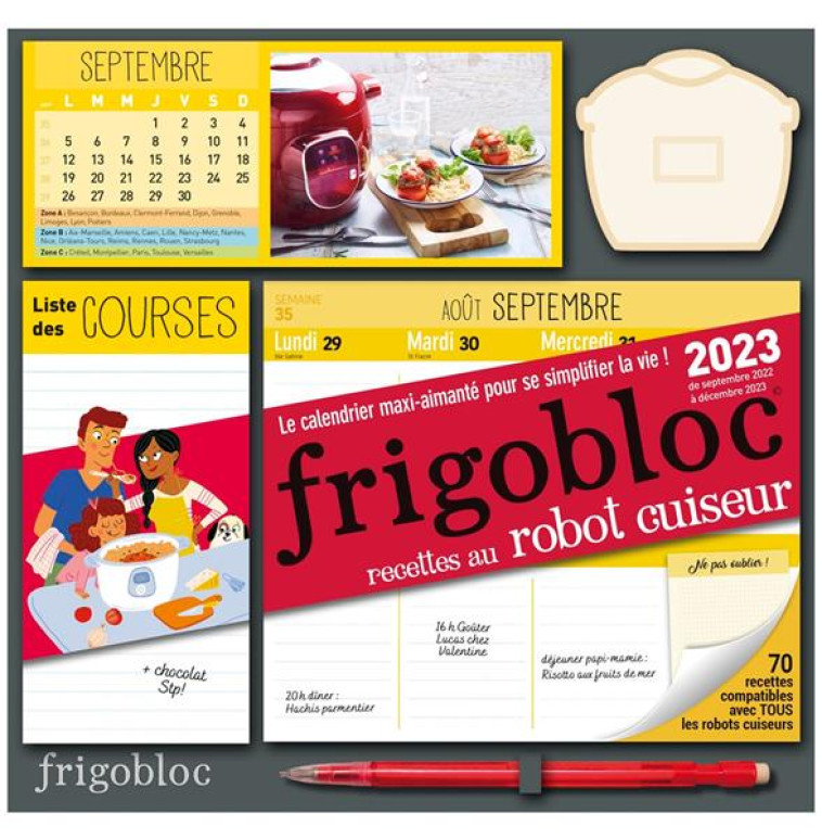 FRIGOBLOC HEBDOMADAIRE ROBOT-CUISEUR 2023 - 16 MOIS - (DE SEPT. 2022 A DEC. 2023) - LE CALENDRIER MA - XXX - NC