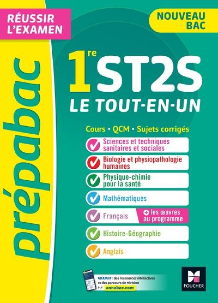 PREPABAC 1RE ST2S - TOUTES LES MATIERES - COURS ET ENTRAINEMENT AU CONTROLE CONTINU 2023 - BRUNET/GOLL/GOULVENT - FOUCHER