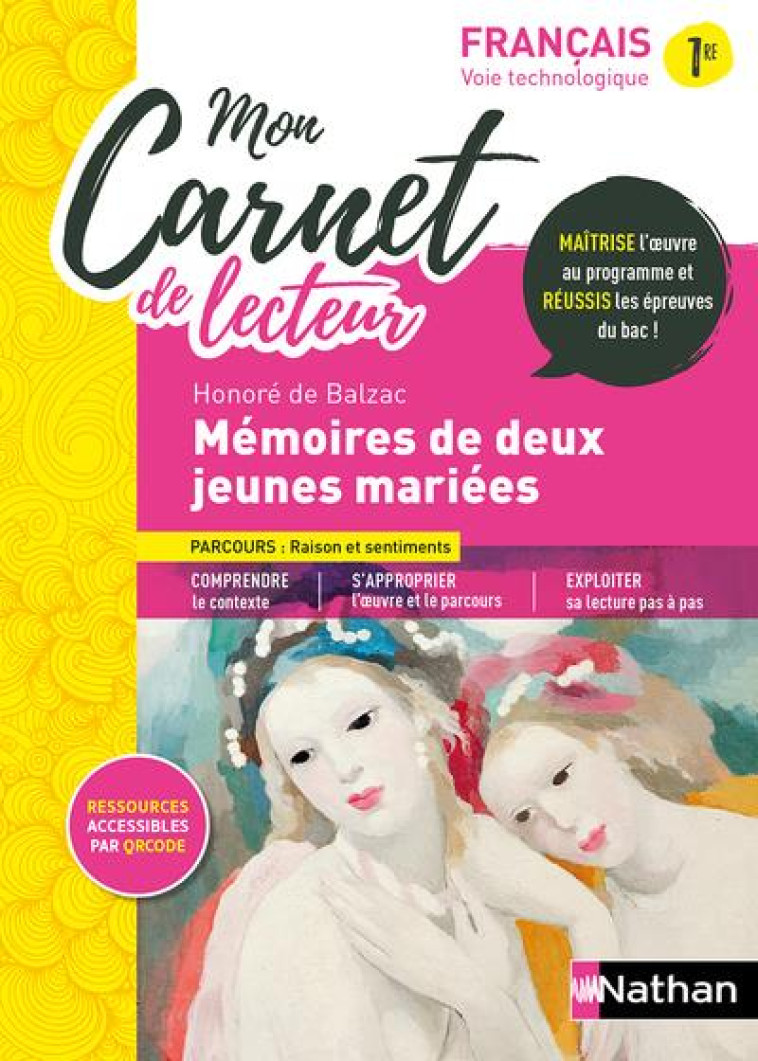 MON CARNET DE LECTEUR : MEMOIRES DE DEUX JEUNES MARIEES BALZAC - 2022 - DAVID/LACOMME/PANTER - CLE INTERNAT