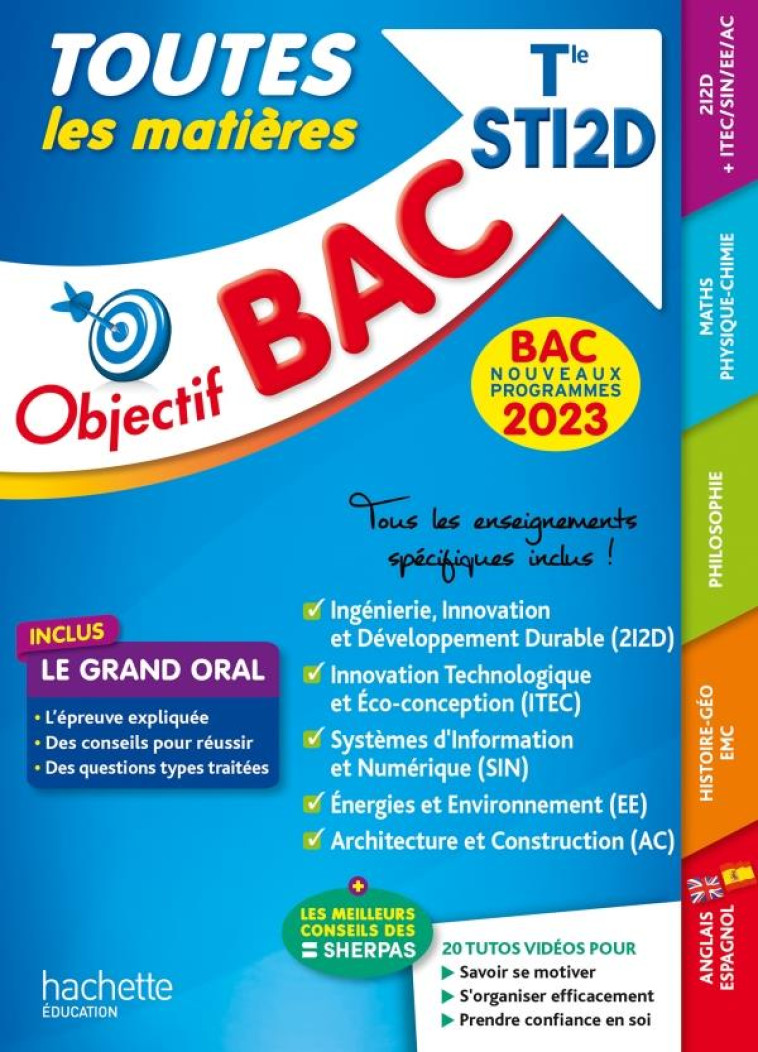 OBJECTIF BAC 2023 TERM STI2D TOUTES LES MATIERES - BENGUELLA/BLANC/YAHI - HACHETTE