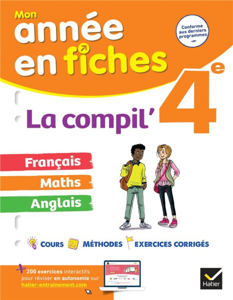 LA COMPIL' 4E  : FRANCAIS, MATHS ET ANGLAIS - FICHES DE REVISION & EXERCICES DANS TOUTES LES MATIERE - XXX - HATIER SCOLAIRE