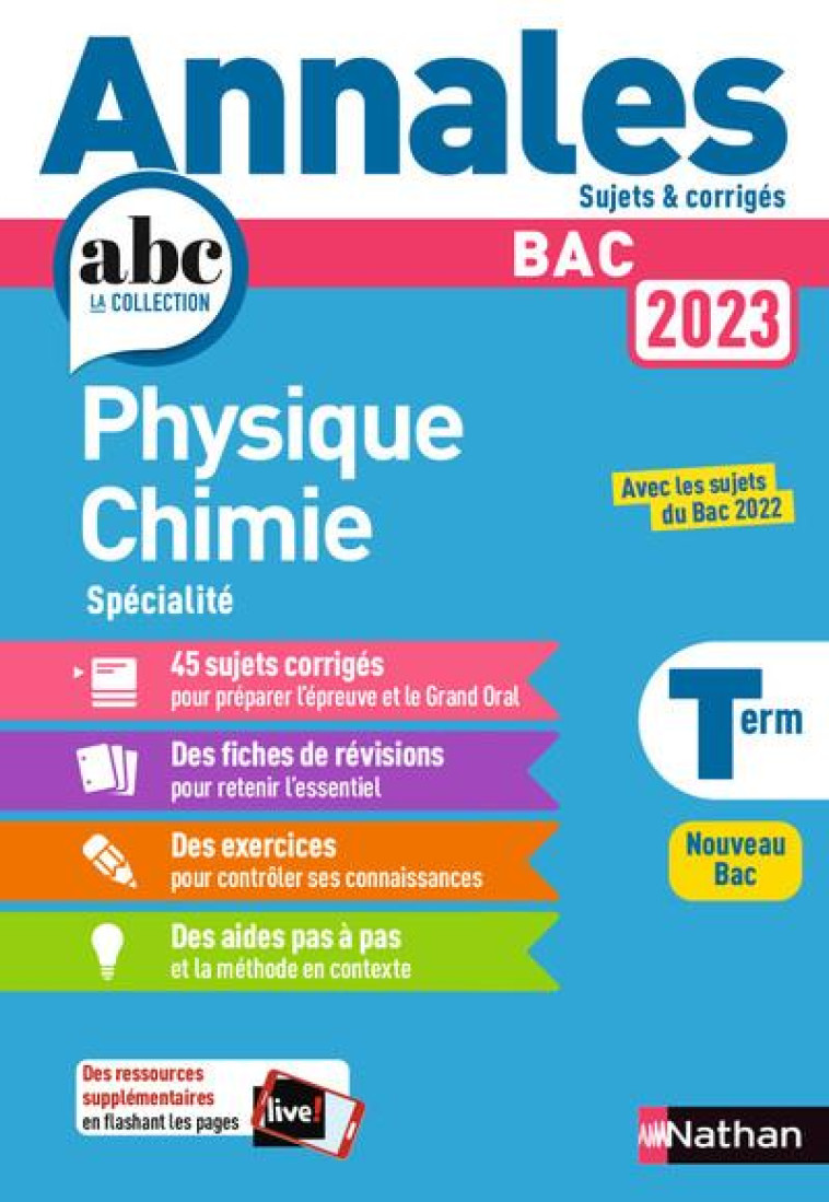 ANNALES BAC 2023 PHYSIQUE CHIMIE TERMINALE - CORRIGE - MARTEAU-BAZOUNI K. - CLE INTERNAT