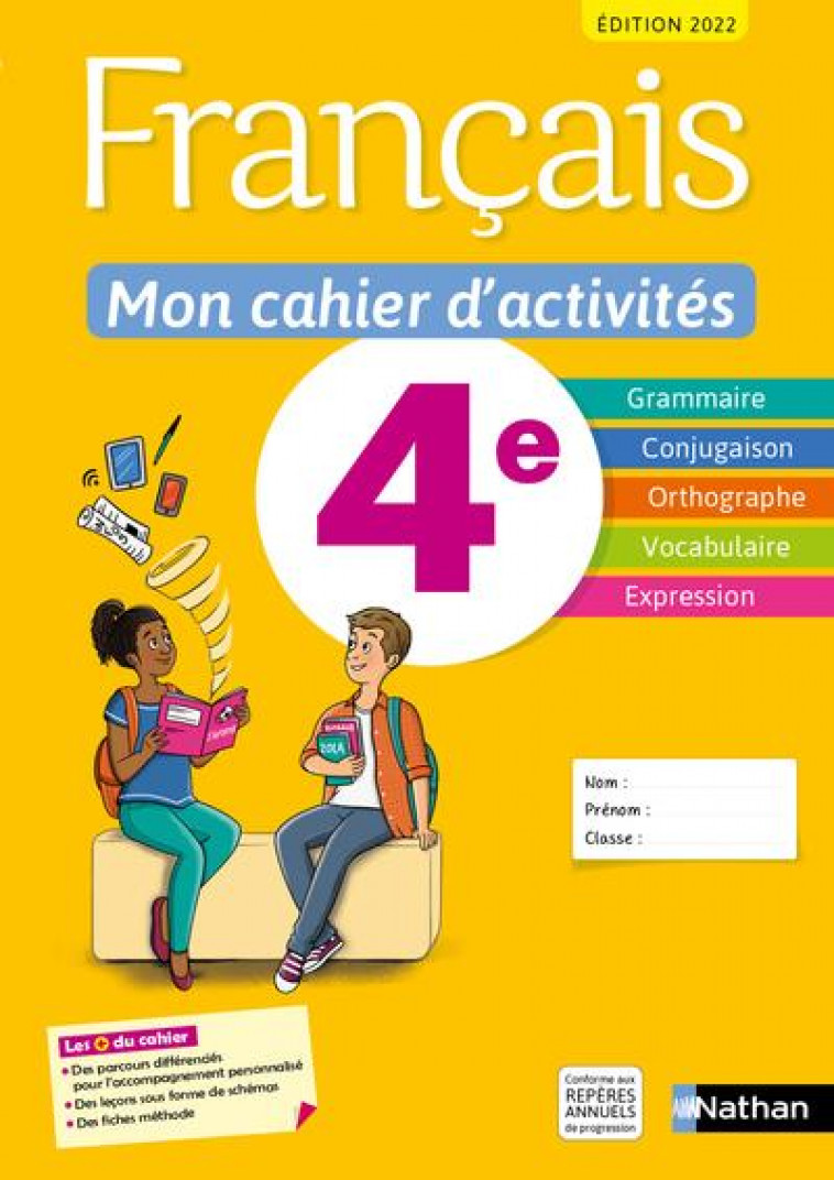 FRANCAIS - MON CAHIER D'ACTIVITES 4E - ELEVE -2022 - CAZANOVE/CALLET - CLE INTERNAT