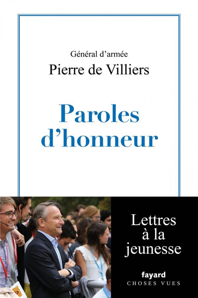 PAROLES D'HONNEUR - LETTRES A LA JEUNESSE - DE VILLIERS PIERRE - FAYARD