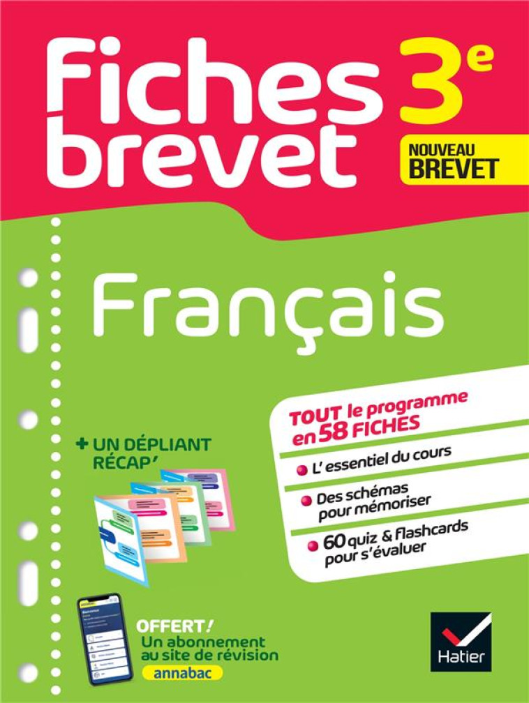 FICHES BREVET FRANCAIS 3E BREVET 2023 - FICHES DE REVISION & QUIZ - DAUVIN SYLVIE - HATIER SCOLAIRE