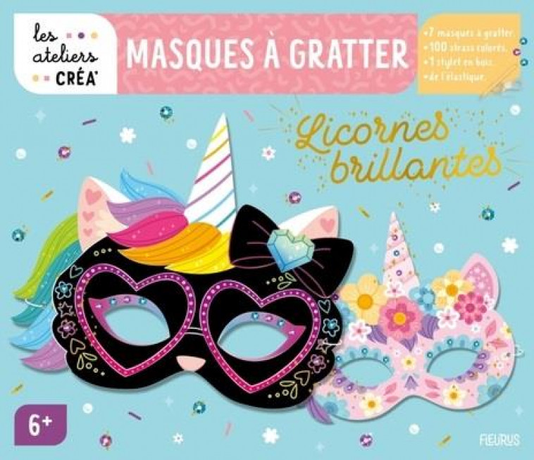 MASQUES A GRATTER  LICORNES BRILLANTES - FABRE LEA - NC