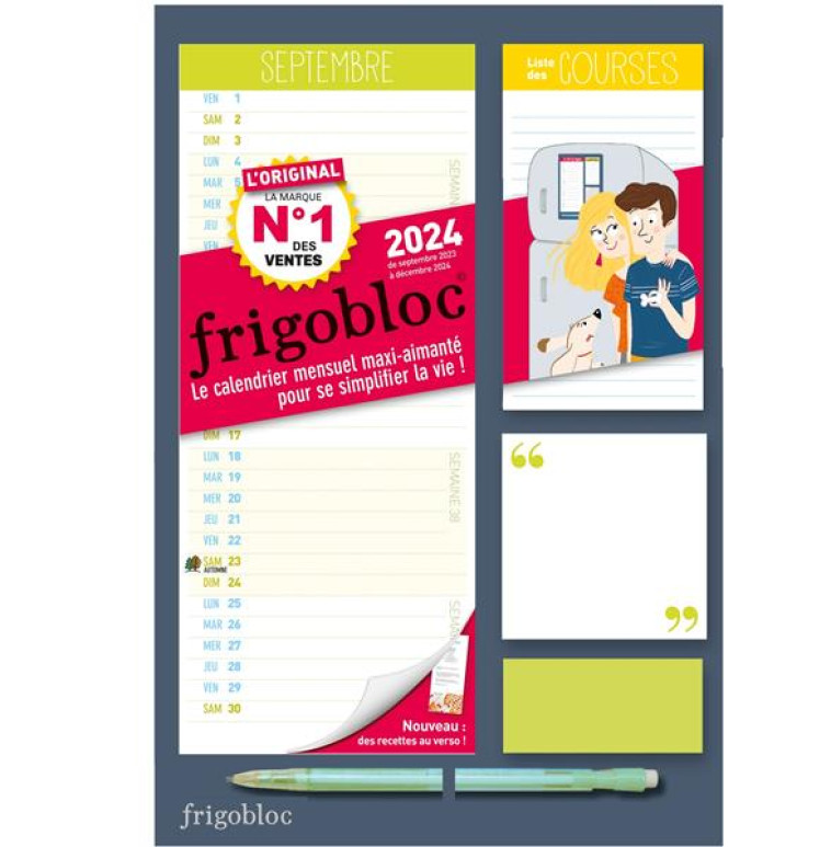 MINI FRIGOBLOC MENSUEL 2024 - CALENDRIER D-ORGANISATION FAMILIALE / MOIS (DE SEPT. 2023 A DEC 2024) - COLLECTIF - NC