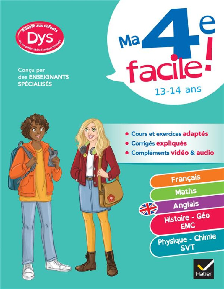 MA 4E FACILE ! TOUT-EN-UN ADAPTE AUX ENFANTS DYSLEXIQUES (DYS) OU EN DIFFICULTE D-APPRENTISSAGE - FR - BABONNEAU/BELLAMY - HATIER SCOLAIRE