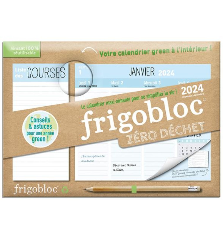 MINI FRIGOBLOC HEBDOMADAIRE 2024 ZERO DECHET (DE JANV. A DEC. 2024) - COLLECTIF - NC