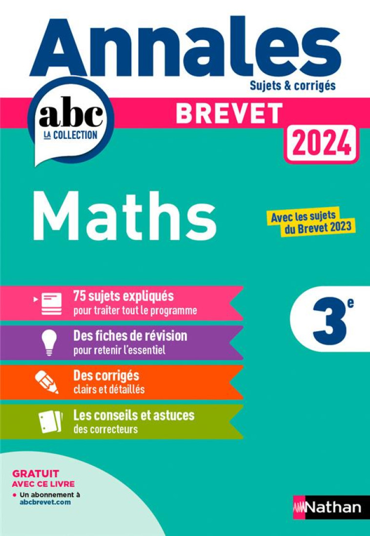 ANNALES BREVET 2024 MATHS - CORRIGE - FEUGERE/MORA - CLE INTERNAT