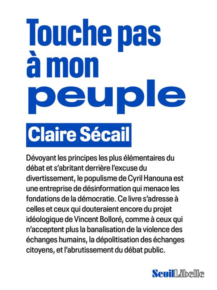 TOUCHE PAS A MON PEUPLE ! - SECAIL CLAIRE - SEUIL