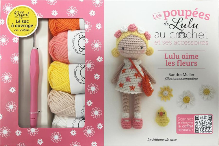 COFFRET POUPEE DE LULU AU CROCHET ET SES ACCESSOIRES - LULU AIME LES FLEURS - COMPOTINE LUCIENNE - NC