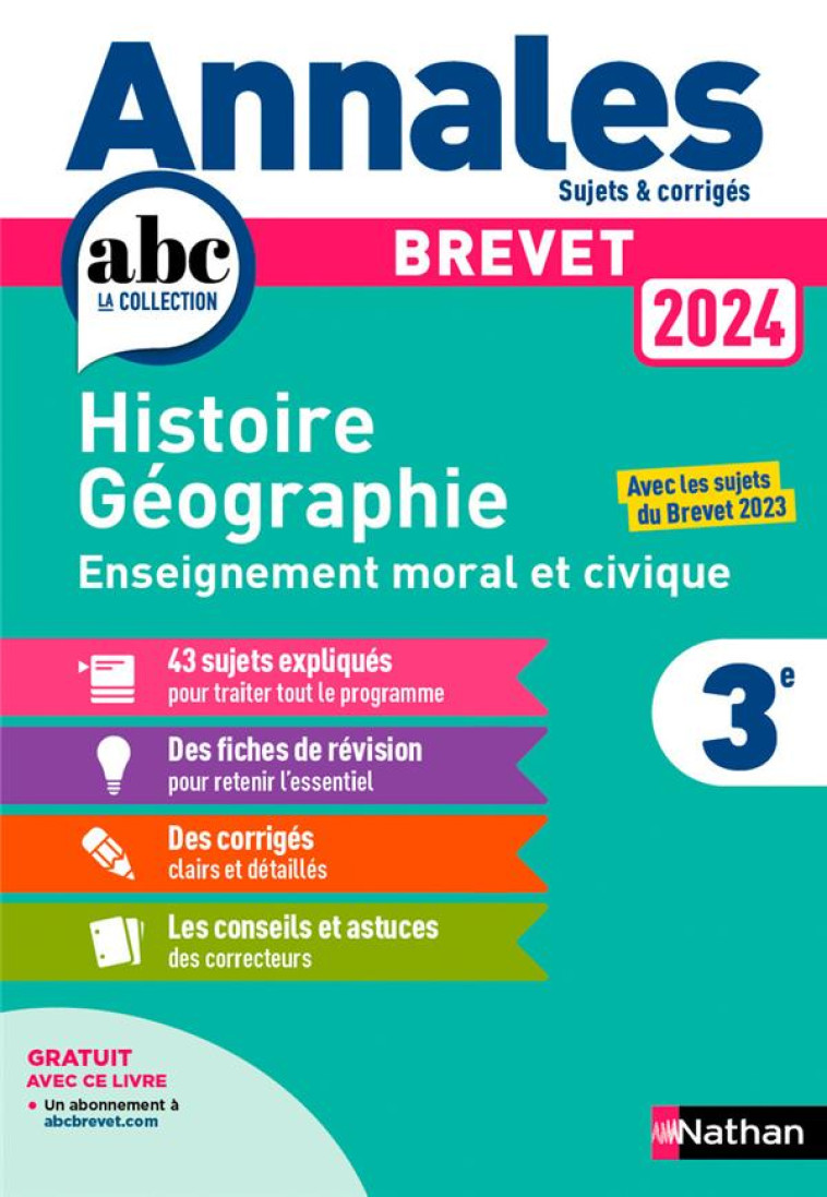 ANNALES BREVET HGEMC 2024 - CORRIGE - PRALON/GENET - CLE INTERNAT