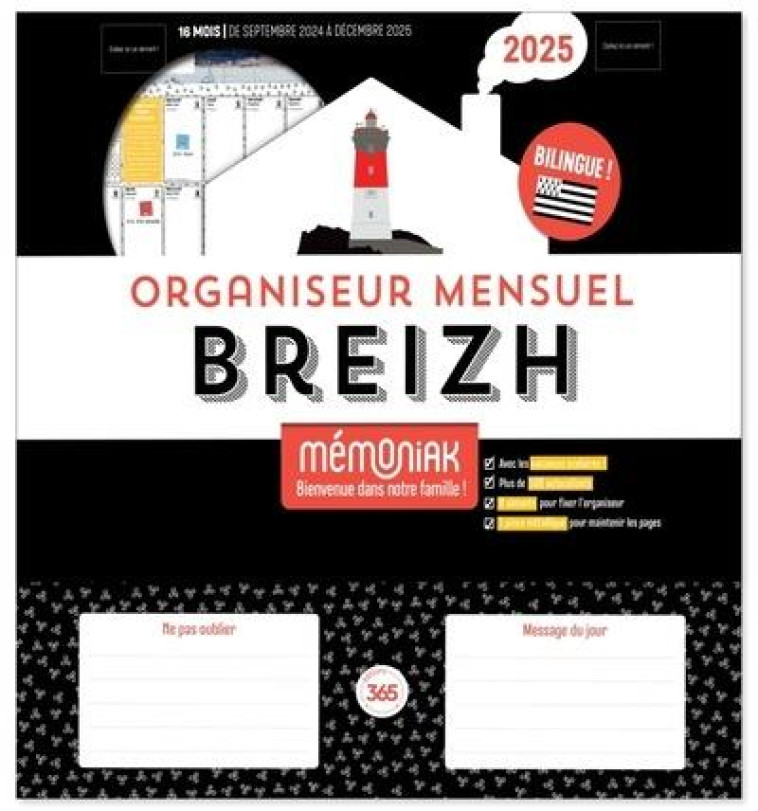 ORGANISEUR MENSUEL BREIZH MEMONIAK 2025 - URVOIS NADINE - NC