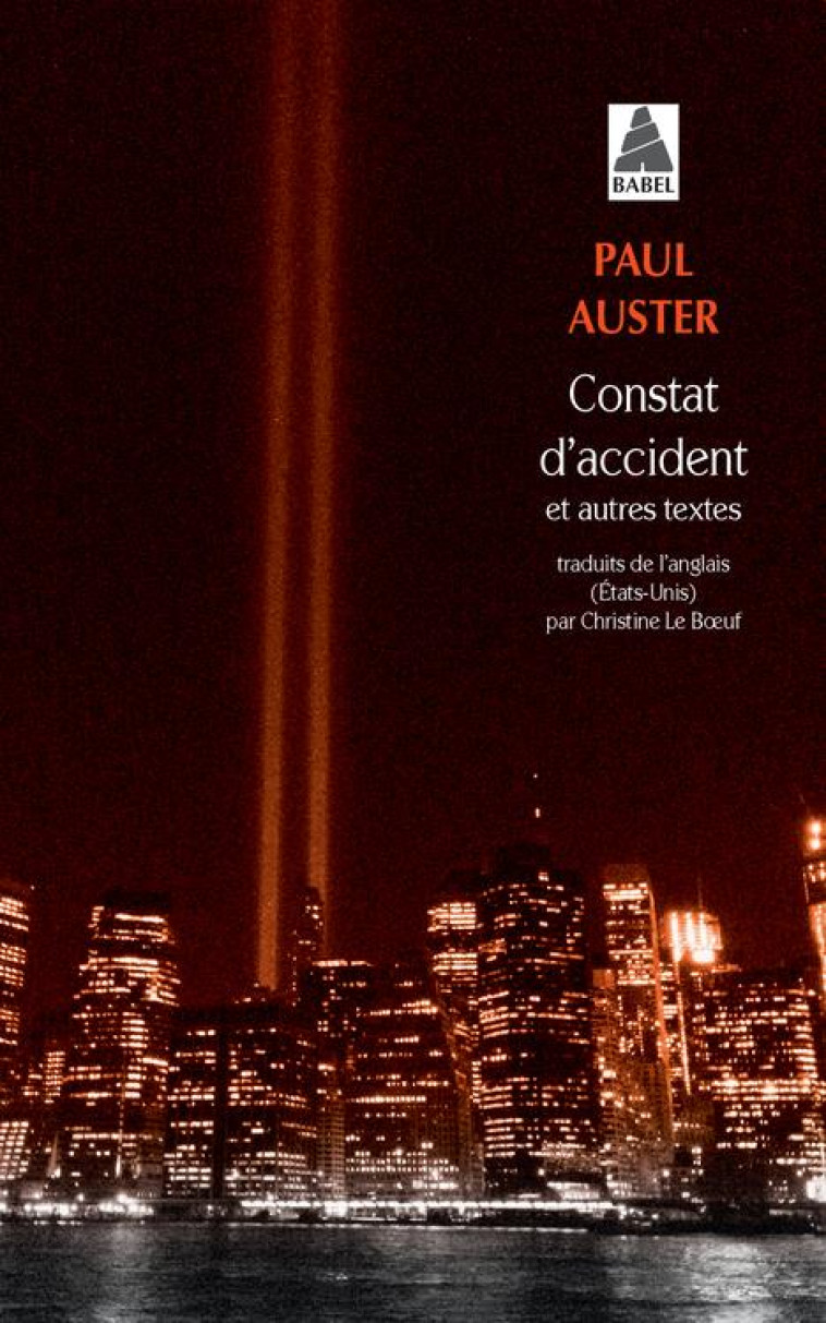 CONSTAT D'ACCIDENT - AUSTER  PAUL - ACTES SUD