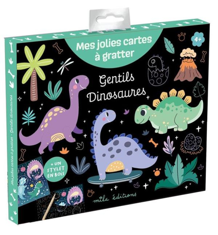 GENTILS DINOSAURES - MES JOLIES CARTES A GRATTER - POCHETTE AVEC 8 CARTES A GRATTER - COLLECTIF - NC