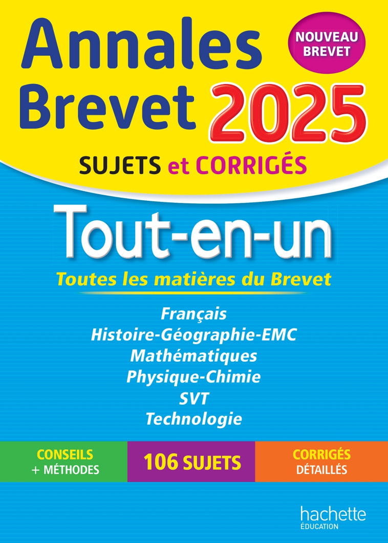 Annales BREVET 2025 - Tout-en-un 3e (Toutes les matières) - sujets et corrigés - Réauté Brigitte, Laskar Michèle, Rousseau Philippe, Saïsse Christophe, Dessaint Sébastien, Gorillot Malorie - HACHETTE EDUC