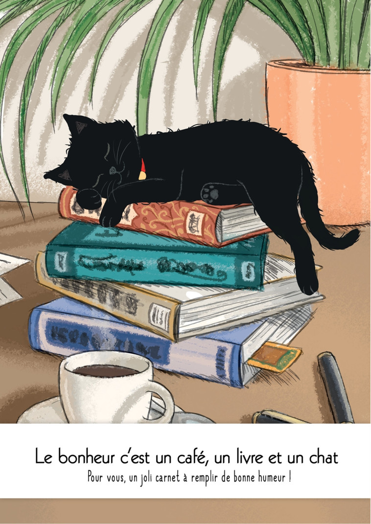 Carnet Le bonheur c'est un café, un livre et un chat - XXX - LAROUSSE